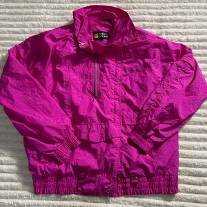 Vintage 90s Andy Johns Hot Pink Full Zip Pocketed Windbreaker Jacket Size Medium